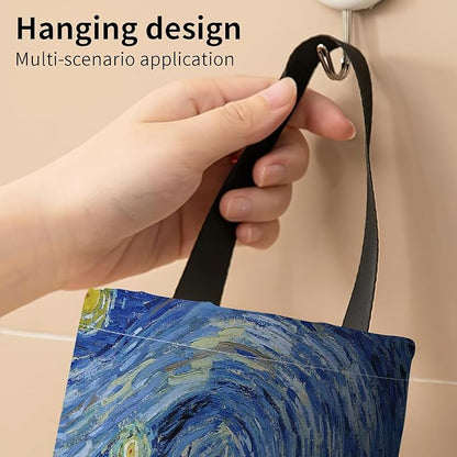 Plastic Bag Holder, Wall Mount Grocery Bag Organizer, Funny Hanging Trash Bag Storage Dispenser for Home Kitchen Cute Stary Night Painting
