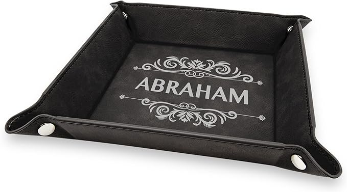 Krezy Case Laser Engraved Valet Tray For Men, Personalized PU Leather Engraved Tray For Husband, Desk Organizer, PU Leather Snap Tray, Personalized Jewelry Organizer Tray