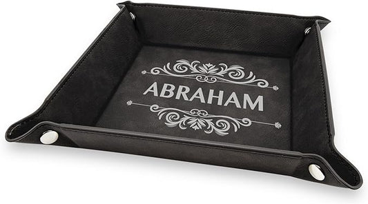 Krezy Case Desk Organizers For Men And Women, Square PU Leather Tray, Personalized PU Leatherette Valet For Husband, Wife, Jewelry Organizer For Women, PU Leather Valet Tray For Men