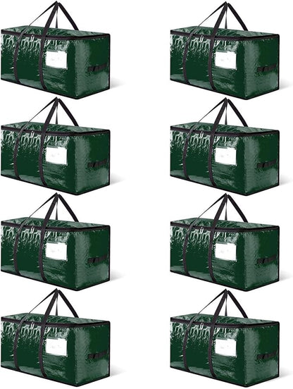 CONGREGATE 8-Pack 97L Extra Large Moving Bags with Zippers and Handles, Heavy-Duty Storage Hand-held Moving Boxes, Space-Saving, Dark Green