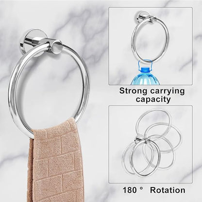 Cilee 10 Piece Chrome Bathroom Accessories Set, 24inch Polished Chrome Towel Bar Ring+Toilet Paper Holder+ Robe Towel Hook SUS304 Stainless Steel Bathroon Hardware Set