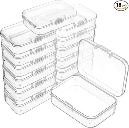Jetec 18 Pieces Mini Plastic Clear Beads Storage Containers Box for Collecting Small Items, Beads, Jewelry, Business Cards, Game Pieces, Crafts (2.52 x 1.73 x 0.79 Inch)