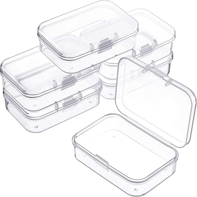 Jetec 6 Pieces Mini Plastic Clear Beads Storage Containers Box for Collecting Small Items, Beads, Jewelry, Business Cards, Game Pieces, Crafts (2.5 x 1.7 x 0.8 Inch)