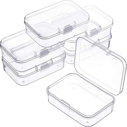 Jetec 6 Pieces Mini Plastic Clear Beads Storage Containers Box for Collecting Small Items, Beads, Jewelry, Business Cards, Game Pieces, Crafts (2.5 x 1.7 x 0.8 Inch)