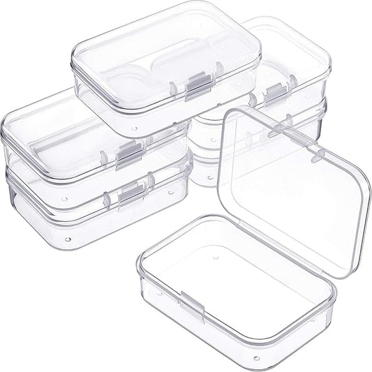Jetec 6 Pieces Mini Plastic Clear Beads Storage Containers Box for Collecting Small Items, Beads, Jewelry, Business Cards, Game Pieces, Crafts (2.5 x 1.7 x 0.8 Inch)