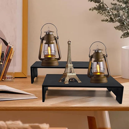 4Pcs Large Display Riser Wood Risers Cupcake Display Stand 2 Tier Racks Rectangular, 2 Set Perfume Decorative Display Dessert Stands for Vendors Event (Large/2Pack Black)