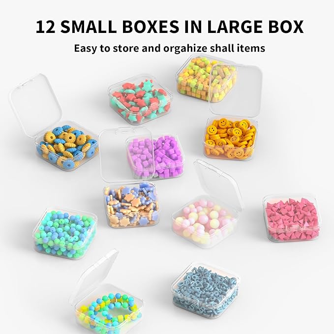 Bead Organizer Box, 13 Pcs Compartments Bead Organizer Box Set, Mini Clear Plastic Storage Containers for Bracelet Making DIY, Jewelry, Small Parts
