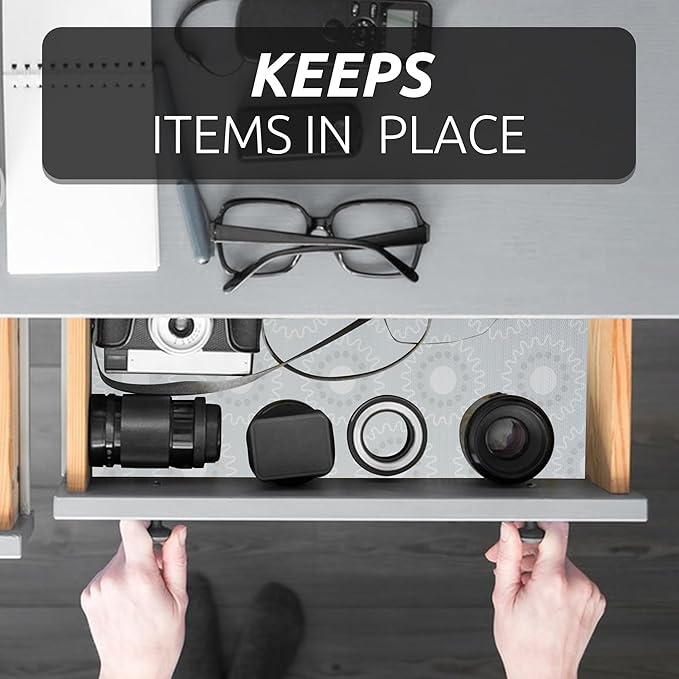 12X120 Inch Shelf Liner for Kitchen Cabinets, PVC Drawer Liner for Dresser Non-Slip Bathroom, Non-Adhesive Cabinet Liner Washable (White Circle)(1 Roll)