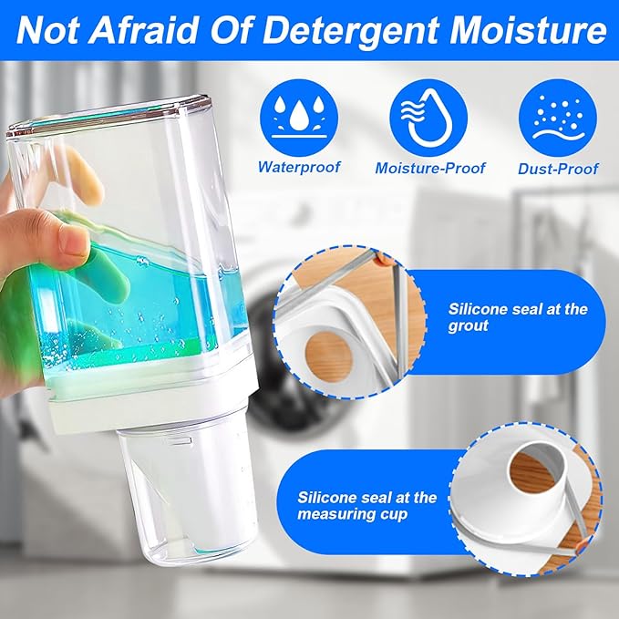 Laundry Detergent Dispenser for Laundry Room Organization and Storage, Laundry Soap Dispenser Laundry Detergent Bottle with Laundry Detergent Cup, BPA Free & PET Plastic Clear (1100ML)