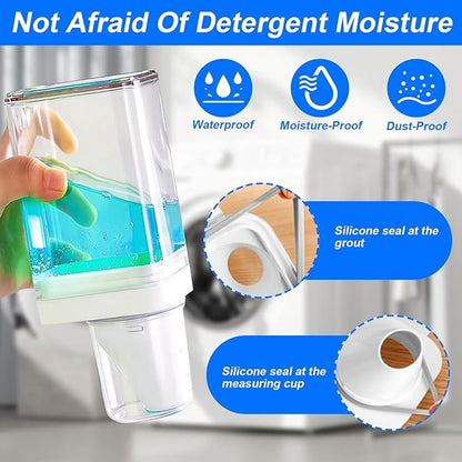 Laundry Detergent Dispenser for Laundry Room Organization and Storage, Laundry Soap Dispenser Laundry Detergent Bottle with Laundry Detergent Cup, BPA Free & PET Plastic Clear (1100ML)