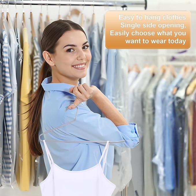 Treela 60 Pack Open Ended Pants Hangers, Metal Non Slip Hangers, Anti Rust Chrome Rubber Coating Slack Jeans, Heavy Duty Space Saving for Trousers Slacks Skirts (Gray)