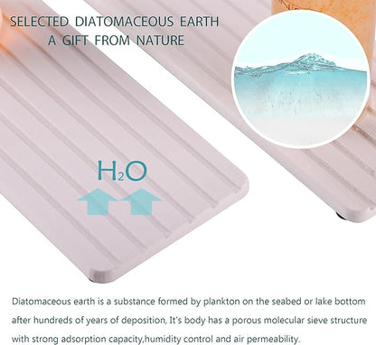 2 PCS Water Absorbent diatomite Coasters, 10.2" x 4" Water Absorbing Stone Tray for Sink, Stone Drying mat for Kitchen Counter, Stone soap Tray Used for Hand Soaps & toiletries & Plants