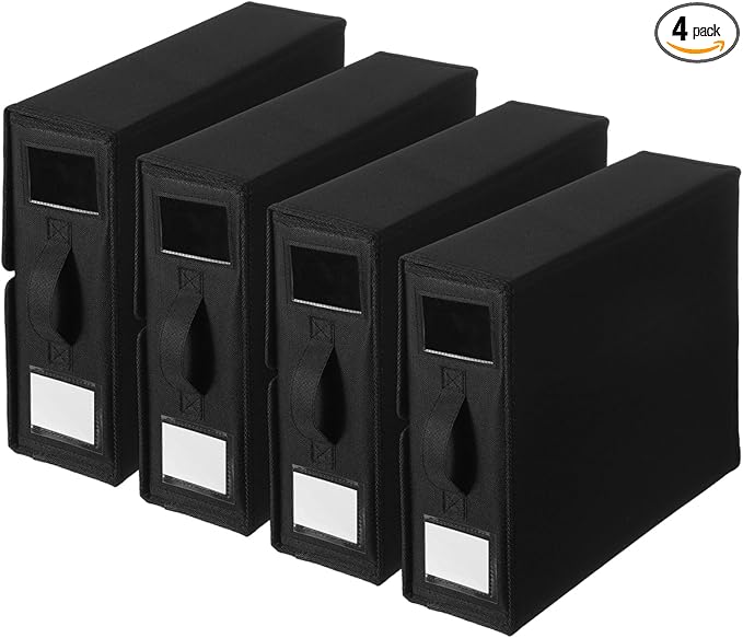 uxcell 4 Pack Bed Sheet Organizers and Storage with Handle, Foldable Bedding Duvet Cover Set Organizer Storage Closet and Under Bed Storage Containers, Black