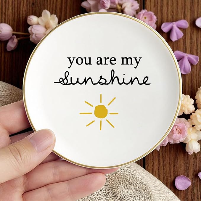 Gift For Mom Grandma Sister Daughter Women Girl, Ceramic Ring Dish, Jewelry Dish, Jewelry Holder, Trinket Tray, Birthday Gift, Mother Present, Wedding Gift, Mother And Daughter, You Are My Sunshine