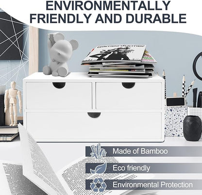 Desk Organizer with Drawers Countertop Drawer Organizer Drawers for Desk Top Home Office Workspace Bathroom Toiletries Supplies (white)