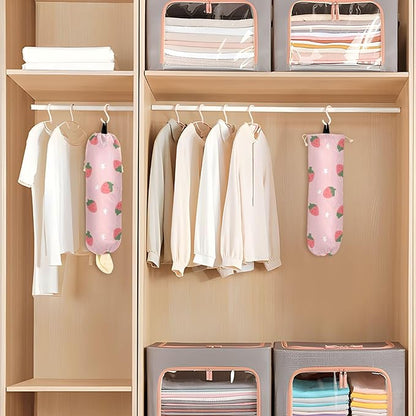 1 PC Plastic Bag Holder Wall Mount Grocery Bag Holder Shopping Bag Trash Bag Storage Organizer Dispenser for Kitchen Closet 22 x 9 Inch Strawberry Pink