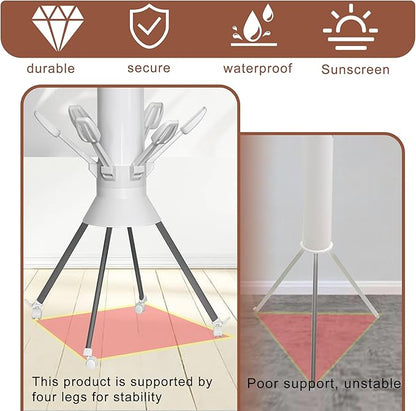 4-Legged Foldable Clothes Drying Rack with Wheels, Portable Large Capacity Space Saving Foldable Drying Rack for Indoor Outdoor Home Use, Ideal for Laundry Room Balcony Apartment