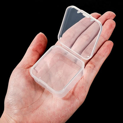 SATINIOR 24 Packs Small Clear Plastic Beads Storage Containers Box with Hinged Lid for Storage of Small Items, Crafts, Jewelry, Hardware(1.7 x 1.7 x 0.8 Inches)