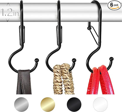 Blau Marité 6 Purse Hanger for Closet. Tote Hanger. S-Shaped Hooks S Hooks Twist Design. Anti Drop S-Shaped Hook for Hanging Handbags with Safety Buckle to Prevent Falls. Heavy Duty. (Black, Twisted)