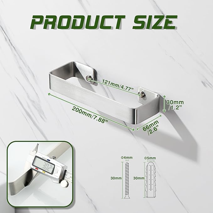 Alise Hand Towel Holder Towel Bar for Bathroom Wall Mount,SUS304 Stainless Steel Towel Rack for Bathroom and Lavatory,Kitchen,8'' Bath Towel Hanger Towel Rail,Brushed Nickel