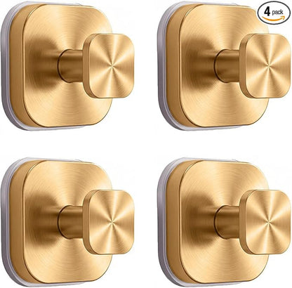 IGDALAR Suction Cup Hooks 4 Pack - Heavy Duty Vacuum Towel Hooks (Max Load 15 lbs) for Shower, Removable Waterproof Wall Hangers for Bathroom Glass, Window & Kitchen (Rose Gold)