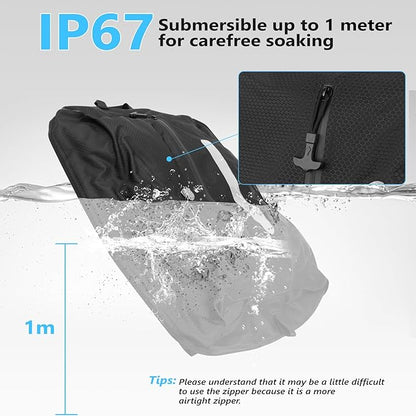 2026 Airless Vacuum Kit Travel with See-Through Window & 5KPa Pump Space Saver Vacuum Seal Bags for Clothing Travel IP67 Reusable Packing Organizers for Luggage, Backpack, Suitcase Black 2PC+Pump