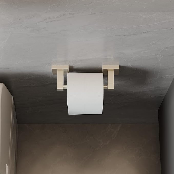 Ruacq Toilet Paper Holder Brushed Nickel Double Post Pivoting Square Tissue Holders Roll Holder Hangers Toilet Paper Stand Stainless Steel and Zinc Alloy Modern Wall Mounted