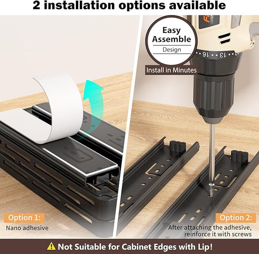 Pull Out Spice Rack Organizer for Cabinet, 3 Packs Slide Out Spice Racks Organizer, Spice Cabinet Organizers, Cabinet Size Need:12'' Highx11'' Deepx5'' Wide,Each Tier Hold 10 Spice Jar - 2 Tier, Black