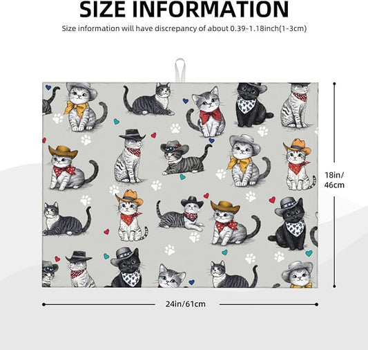Pet Lover Cat Dish Drying Mat 18x24 For Kitchen Counter Absorbent Microfiber Dishes Pad Dish Drainer Rack Mats Fast Dry Kitchen Accessories