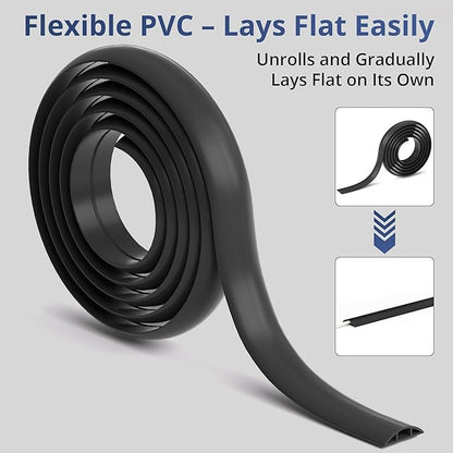 ZhiYo 10ft Cord Covers for Wires on Floor, Cord Hider Floor Hide Extension Cords, Soft PVC Cable Cover Cable Protector, Cable Cavity W0.62in, H0.31in, Gray Oak Wood