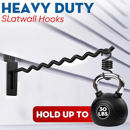 [Upgraded] Slatwall Hooks with Multi Size, Heavy Duty Steel, Firmly & Durable, 30LBS Load- Bearing Capacity, Tool Hanging for Slatwall of Store, Garage, Display Hooks for Retail