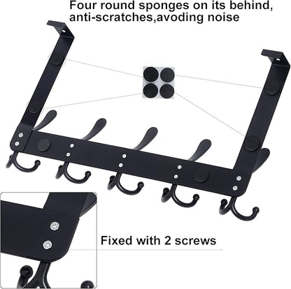 WEBI Over The Door Hooks,Over The Door Towel Rack,Door Hooks for Hanging,Door Coat Hanger Door Coat Rack for Towels,Clothes,Bathroom,Black