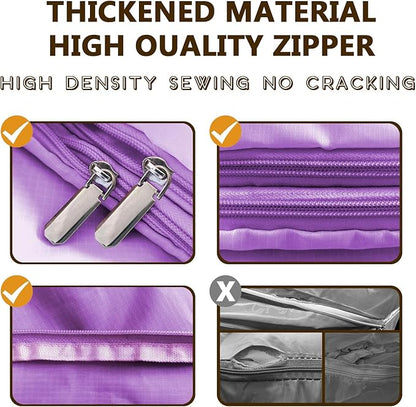 3-Layer Compressible with Zippers Blanket & Comforter Storage Bag,Ultra Space Saving Self Compression Organizer，Save 50% Space, 2 PCS，Purple