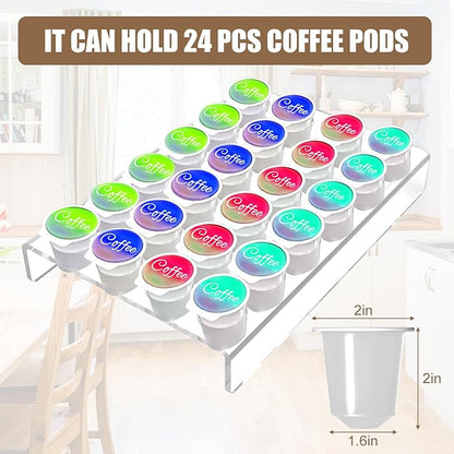 XINHUAYJ® Acrylic K Cup Drawer Organizer,K Cup Coffee Pod Holder for Office and Kitchen K Cup Storage,Holds 24pcs Coffee Pods,Clear Coffee Pod Organizer Tray(9.6x13.2Inches)