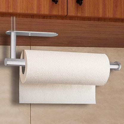Paper Towel Holder Under Cabinet - Wall Mount Paper Towel Holder Self Adhensive Easy Tear Bathroom Wall Mounted Horizontal or Vertical SUS304 Stainless Steel (Silver)