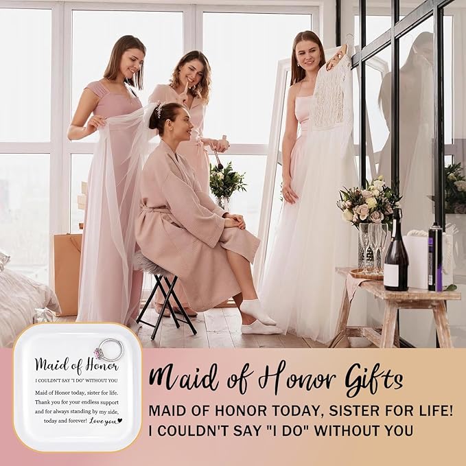 Bridesmaid Gifts Ring Dish - Maid of Honor Today, Sister for Life - Wedding Bridal Shower Bachelorette Gifts for Bridesmaid, Maid of Honor Proposal from Bride