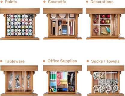 MaidMAX 15pc Drawer Dividers - Adjustable Organizers for Clothes, Underwear, Makeup, Kitchen Utensils & Tools - 16' x 2.7' DIY Dresser Drawer Separators for Bedroom, Kitchen, Office