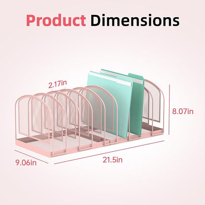 SUPEASY File Organizer 9-Section Mesh Desk Organizer, Upright File Organizer Desktop Organizer File Sorter, File Folder Holder for Office Supplies, Pink