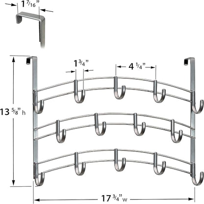 LYNK Professional® Home™ Over Door Hooks Rack - 14 Hook Over Door Hanger - Over Door Towel Rack - Hanging Towels or Clothes - Bathroom, Bedroom or Laundry Room - Lifetime Ltd. Warranty - Platinum