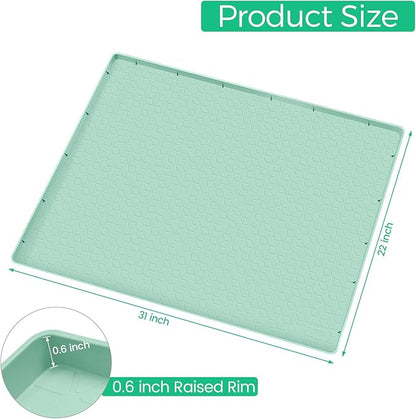 TRZZ Silicone Waterproof Under Sink Mat 31" x 22", Drip Tray and Cabinet Liner for Kitchen and Bathroom, Prevents Water Damage and Organizes Cabinets (Mint Green)