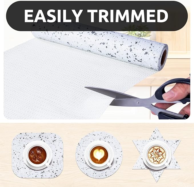 RAY STAR 12X120 Inch Shelf Liner for Kitchen Cabinets, Non-Adhesive Cabinet Liner Washable, PVC Drawer Liner for Dresser Non-Slip Bathroom (Stone)(3 Roll)