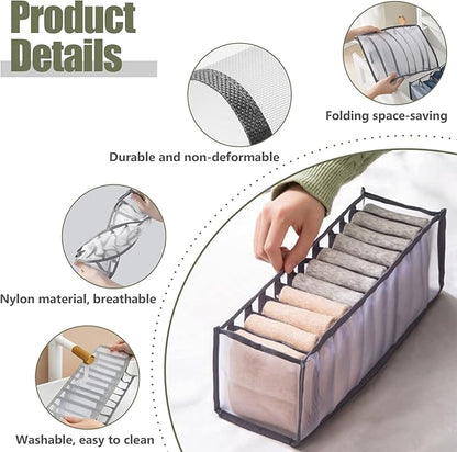 TOOVREN Socks Organizer 2 Pack, sock drawer organizer, sock drawer organizer divider, Cabinet Closet Organizers and Storage, Mesh Foldable Compartment Boxes for Storing Socks, Underwear, Ties, Panties
