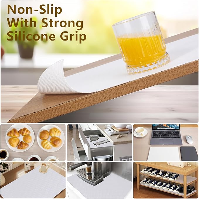 Shelf Liner, 14 Inches x 40 FEET Non-Slip Kitchen Cabinet Liner, Washable Oil-Proof Non-Adhesive Contact Paper for Kitchen Drawer, Cabinet, Shelves, Cupboard, Refrigerator, Storage, Desks, Countertop
