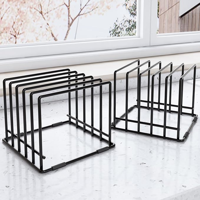 Veepus 2-pack 5-slot baking storage scratch-resistant cookie tray organizer with anti-slip frame for kitchen cabinet - portable and dust-resistant