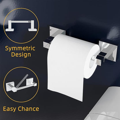 RUACQ 3 Pieces Bathroom Hardware Set, SUS 304 Stainless Steel Toilet Paper Holder, Towel Ring, 18-inch Towel Bar Set, Wall Mounted, Heavy Duty(Chrome)