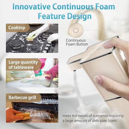JEMISUN Automatic Soap Dispenser Touchless Foaming Soap Dispenser 300ml/12.8oz Rechargeable, Wall Mounted 4 Levels Adjustable Foam Soap Pump for Bathroom Kitchen Dish Soap