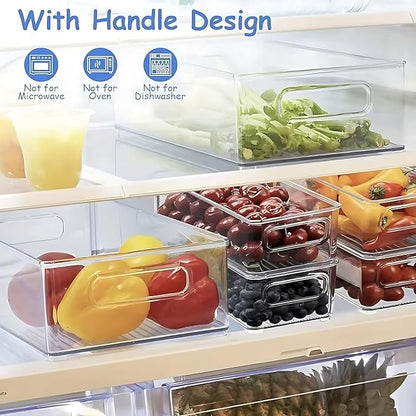 9 Pack Refrigerator Organizer Bins,3 Sizes Clear Pantry Storage with Handles for Fridge, Freezer, Shelves, Drawer, Bins, Snack Organizer for Home & Kitchen