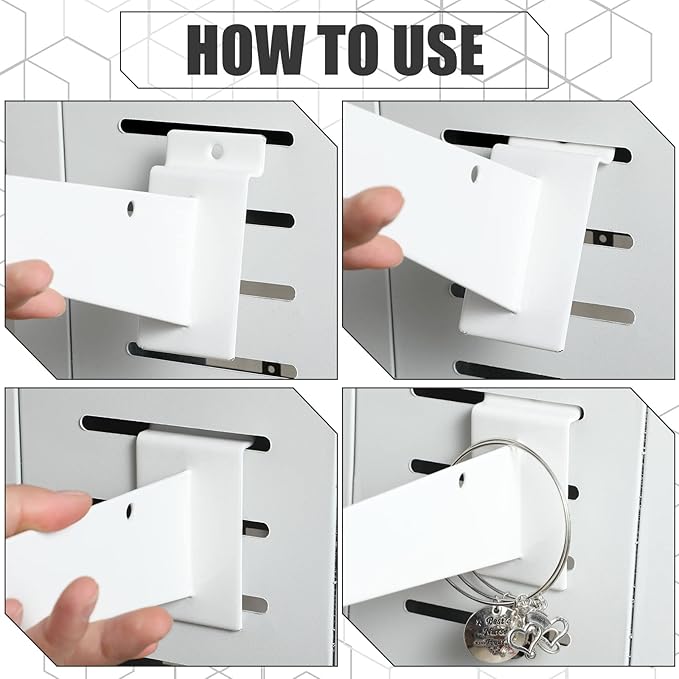 Oudain 12" Slatwall Shelf Bracket with Lip Heavy Duty Slat Wall Brackets Bulk Floating Metal Slatwall Accessories for Shelving Display Garage Kitchen Mounting Supplies(White,30 Pcs)