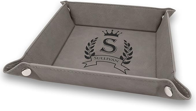 Krezy Case Personalized Engraved Leather Jewelry Tray, Brown