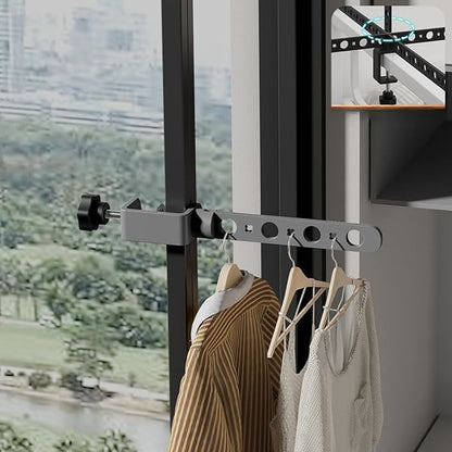Foldable Indoor/Outdoor Swivel Folding 7-Hole Clothes Drying Rack - Gray, Space-Saving, Portable, Heavy-Duty Aluminum for Small Spaces, Balcony, Bathroom, Travel & Camping Airer